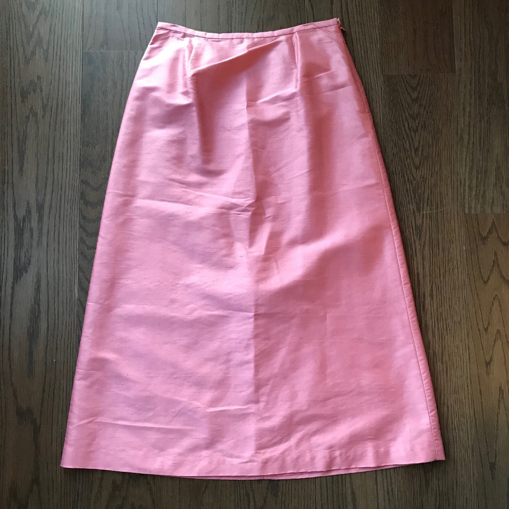 Ann Taylor Pink Silk Pencil Skirt